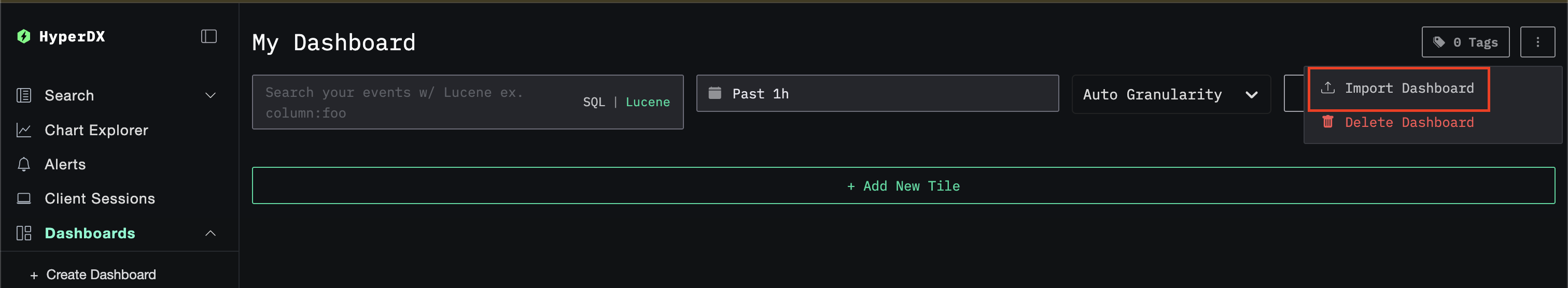 Импортировать дашборд
